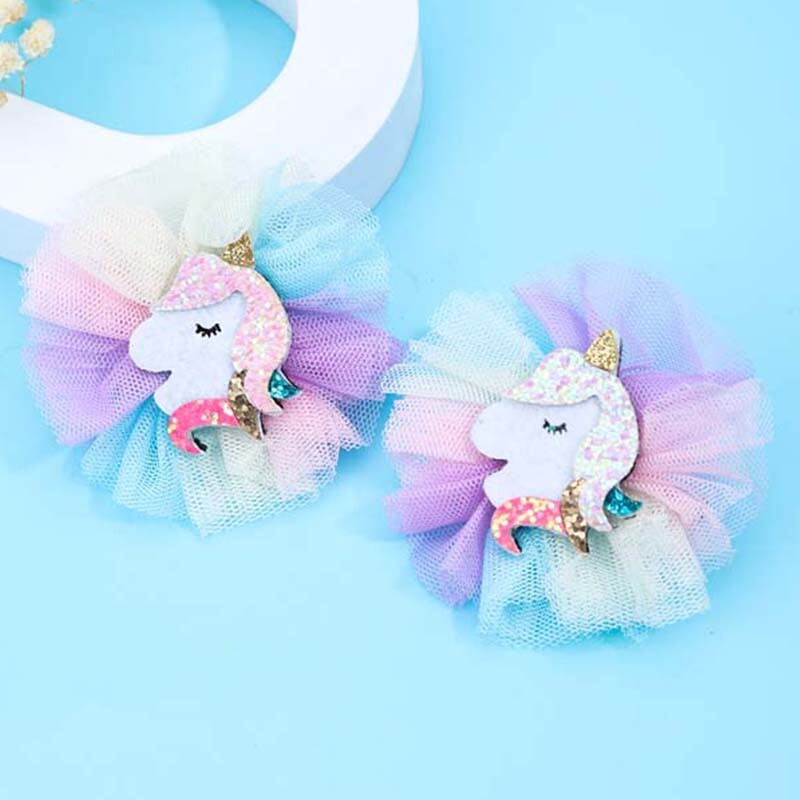 ncmama 2db Unikornis szivárványhálós hajcsat Lányoknak Aranyos Rajzfilm Állat Hajtű Gyerek Barrettes Fejfedők Haj Kiegészítők Ajándékok