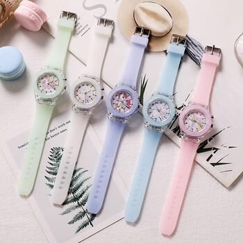 UTHAI C22 Παιδικό ρολόι για Cartoon Unicorn Watches Glow at Night Quartz DIGITAL CLOCK Silicone Band Cute Girls Primary School