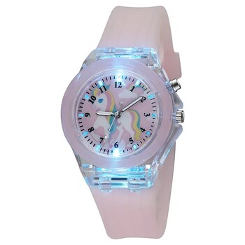 UTHAI C22 Παιδικό ρολόι για Cartoon Unicorn Watches Glow at Night Quartz DIGITAL CLOCK Silicone Band Cute Girls Primary School