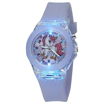 UTHAI C22 Παιδικό ρολόι για Cartoon Unicorn Watches Glow at Night Quartz DIGITAL CLOCK Silicone Band Cute Girls Primary School