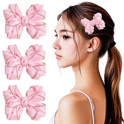 ncmama 2Gb Boutique lentes bantes matu sprādzes Elegant Noble Princess matadata Jauki roku darbs Bowknote Barrettes Matu aksesuāri Dāvana