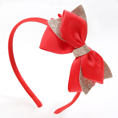 Nouă bentiță cu fundă mare pentru copii, fete, cu sclipici, bentițe de păr cu fundă lucrate manual, cerc de păr pentru copii, accesorii pentru păr