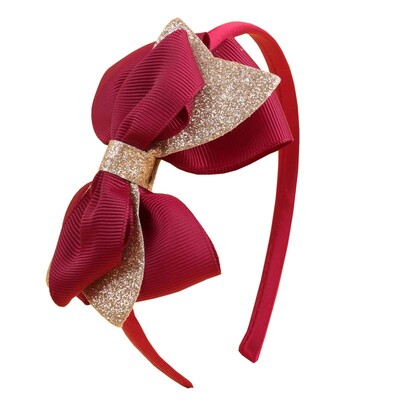 Nouă bentiță cu fundă mare pentru copii, fete, cu sclipici, bentițe de păr cu fundă lucrate manual, cerc de păr pentru copii, accesorii pentru păr