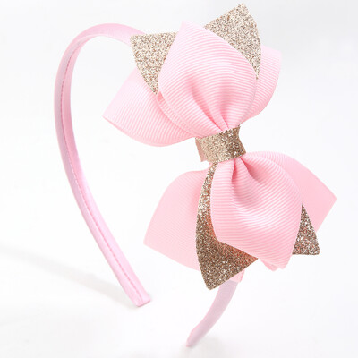 Nouă bentiță cu fundă mare pentru copii, fete, cu sclipici, bentițe de păr cu fundă lucrate manual, cerc de păr pentru copii, accesorii pentru păr