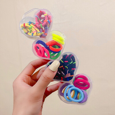 Farebné gumičky do vlasov v tvare srdca pre dievčatá, deti, sladké gumičky do vlasov, gumičky Scrunchie, detská krásna ozdoba na vlasy