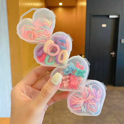 Farebné gumičky do vlasov v tvare srdca pre dievčatá, deti, sladké gumičky do vlasov, gumičky Scrunchie, detská krásna ozdoba na vlasy