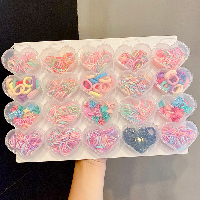 Farebné gumičky do vlasov v tvare srdca pre dievčatá, deti, sladké gumičky do vlasov, gumičky Scrunchie, detská krásna ozdoba na vlasy