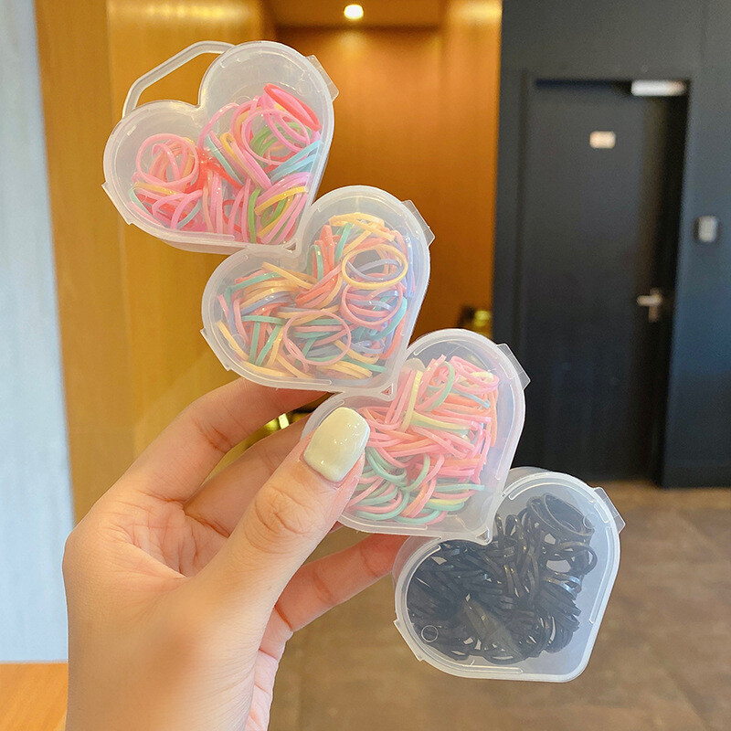Farebné gumičky do vlasov v tvare srdca pre dievčatá, deti, sladké gumičky do vlasov, gumičky Scrunchie, detská krásna ozdoba na vlasy