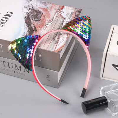 1vnt blizgučiai kačių ausų galvos juostelės mergaičių vakarėliui skirtos plaukų juostos Mielos blizgančios katės ausų plaukų juostelės Kitty galvos apdangalai vaikų vakarėliams plaukų priedai