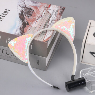 1vnt blizgučiai kačių ausų galvos juostelės mergaičių vakarėliui skirtos plaukų juostos Mielos blizgančios katės ausų plaukų juostelės Kitty galvos apdangalai vaikų vakarėliams plaukų priedai