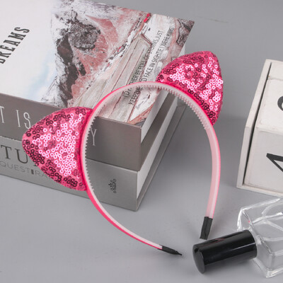 1vnt blizgučiai kačių ausų galvos juostelės mergaičių vakarėliui skirtos plaukų juostos Mielos blizgančios katės ausų plaukų juostelės Kitty galvos apdangalai vaikų vakarėliams plaukų priedai