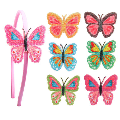 1/2 vnt Glitter Butterfly Fascinator galvos juostos mergaitėms, paaugliams, vaikams, vaikų plaukų juostoms vakarėliui skirtų kostiumų, pasirodymų plaukams aksesuarai
