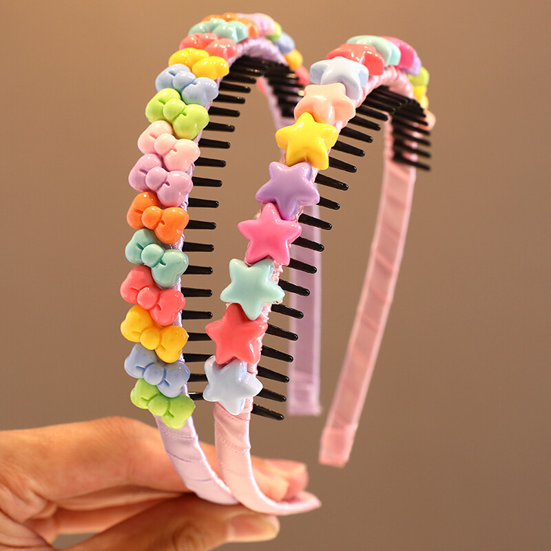 2023 New Girls Lovely Sweet Heart Star Krāsas Ziedi Matu Lentes Galvassegas Bērniem Jauki Matu Stīpas Galvassegas Bērnu Matu Aksesuāri