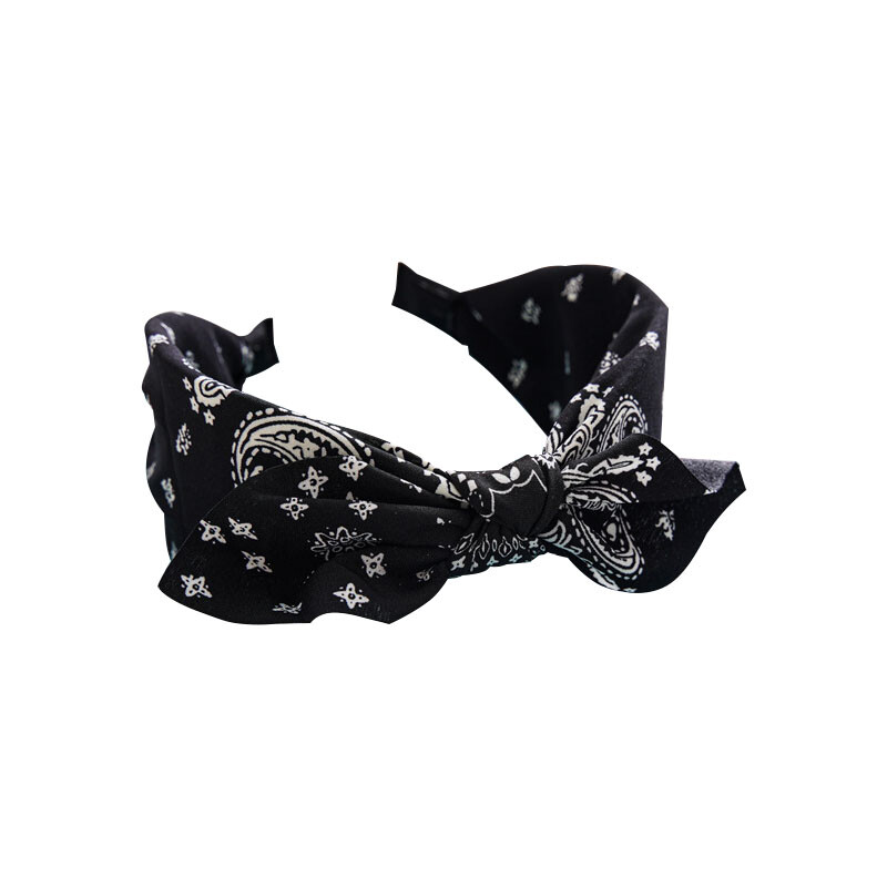 Boho mašľa čelenky pre ženy vintage paisley šatka s kvetinovou potlačou čelenka elastická králičia ucho zábal hlavy roztomilé vlasové doplnky