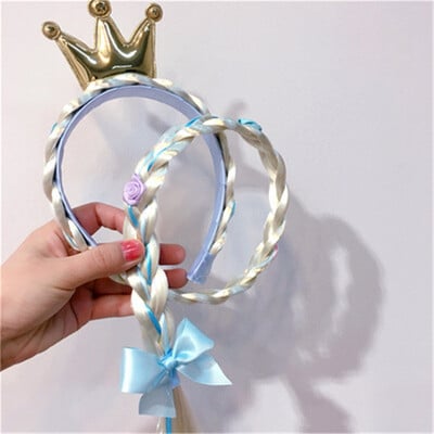 Parochňa s vrkočmi z ľadu a snehu, detské čelenky pre korunnú princeznú, čelenka pre kráľovnú Aishu, dievčenská čelenka Aisha, vlasové doplnky
