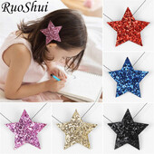 Aranyos koreai hercegnő divatos hajtűk Ötágú csillag csillogó hajkapcsok lányoknak, gyerekeknek, fejfedőknek, hajkiegészítőknek