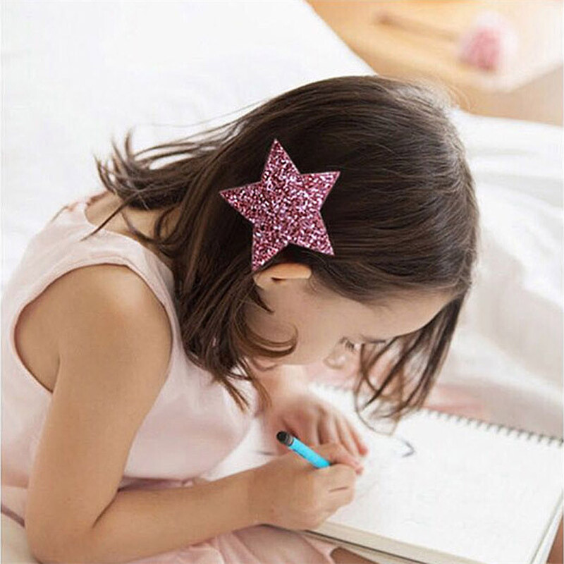 Aranyos koreai hercegnő divatos hajtűk Ötágú csillag csillogó hajkapcsok lányoknak, gyerekeknek, fejfedőknek, hajkiegészítőknek