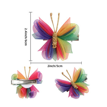 ncmama 2 τεμάχια/σετ Κλιπ μαλλιών πεταλούδα με ντεγκραντέ διχτυωτό πλέγμα για κοριτσάκια Χαριτωμένα φουρκέτα Barrettes Παιδικά καλύμματα κεφαλής Αξεσουάρ μαλλιών