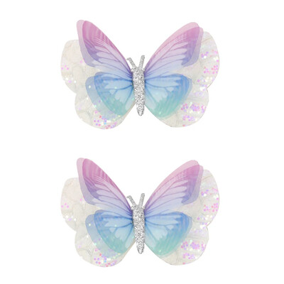 ncmama 2vnt./rinkinys Gradientinio tinklelio drugelio plaukų segtukai mergaitėms Mieli pleiskanojantys plaukų segtukai Vaikiški galvos apdangalai Plaukų priedai