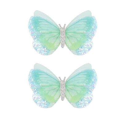 ncmama 2vnt./rinkinys Gradientinio tinklelio drugelio plaukų segtukai mergaitėms Mieli pleiskanojantys plaukų segtukai Vaikiški galvos apdangalai Plaukų priedai