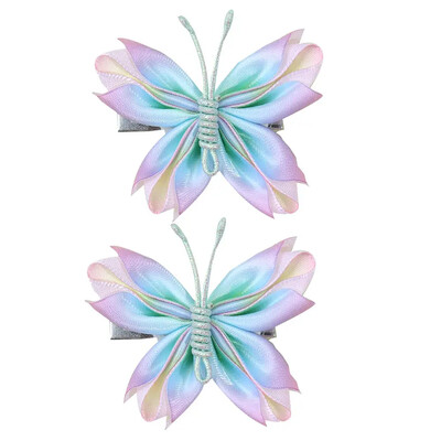 ncmama 2vnt./rinkinys Gradientinio tinklelio drugelio plaukų segtukai mergaitėms Mieli pleiskanojantys plaukų segtukai Vaikiški galvos apdangalai Plaukų priedai