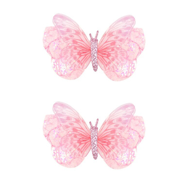 ncmama 2vnt./rinkinys Gradientinio tinklelio drugelio plaukų segtukai mergaitėms Mieli pleiskanojantys plaukų segtukai Vaikiški galvos apdangalai Plaukų priedai