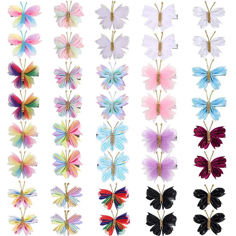 ncmama 2vnt./rinkinys Gradientinio tinklelio drugelio plaukų segtukai mergaitėms Mieli pleiskanojantys plaukų segtukai Vaikiški galvos apdangalai Plaukų priedai