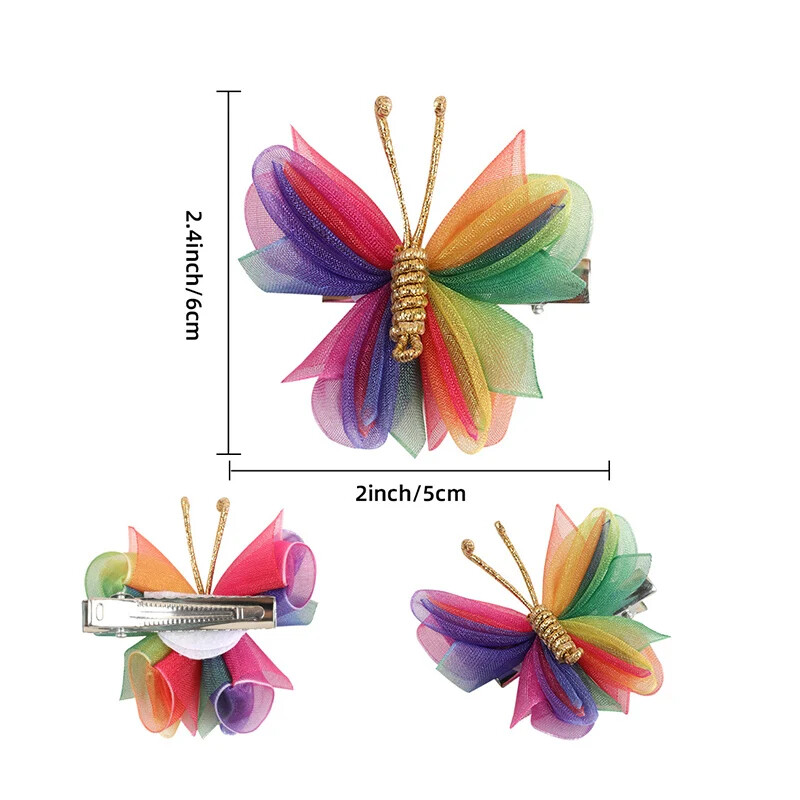 ncmama 2vnt./rinkinys Gradientinio tinklelio drugelio plaukų segtukai mergaitėms Mieli pleiskanojantys plaukų segtukai Vaikiški galvos apdangalai Plaukų priedai