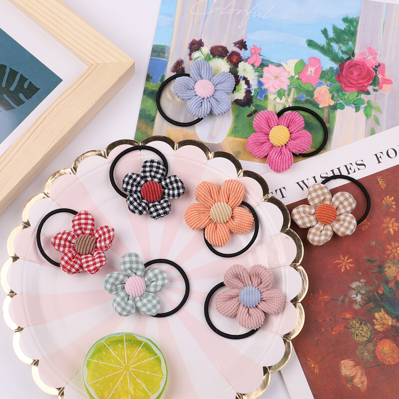 14 db/tétel Aranyos édes virágos elasztikus hajpántok lányoknak kordbársony gumiszalag hajkötelek lófarok tartó gyerekeknek hajkiegészítők
