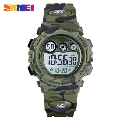 SKMEI vaikiškas LED elektroninis skaitmeninis laikrodis Stop Watch Clock 2 Time Vaikiški sportiniai laikrodžiai 50M Neperšlampamas rankinis laikrodis berniukams, mergaitėms