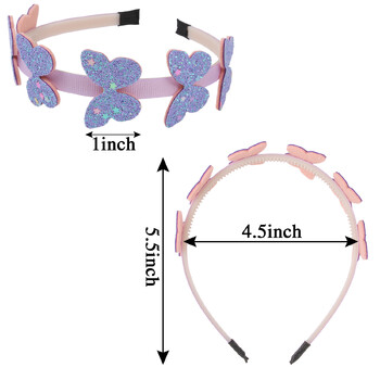 Ленти за глава с пеперуди за момичета Блестяща лента за глава с форма на пеперуда Обръчи за коса Пластмасови зъби Ленти за коса Момичета Детски парти Аксесоари за коса