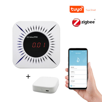Tuya WiFi ZigBee Air Box Ποιότητα CO Ανιχνευτής μονοξειδίου του άνθρακα Ο συναγερμός αυτοματισμού Λειτουργεί με την εφαρμογή Smart Life Alexa Google Home