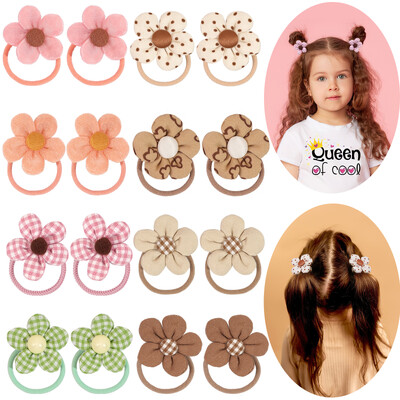 8vnt Boutique vaikiški plaukų kaklaraiščiai su gėlėmis, peteliškės plaukams mažoms mergaitėms, elastinės uodegos laikikliai Pigtails guminė juostelė