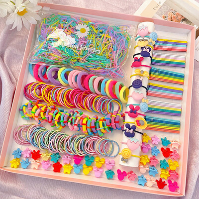 1Set/Lot Girls Plaukų Aksesuarai Paprastas plaukų segtukas Galvos raištis Dovanų gėlė plaukų segtukas Elastinė vienkartinė guminė juostelė mini galvos apdangalas su letenomis