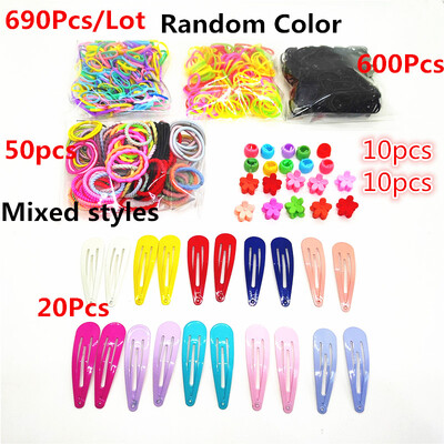 1 комплект/партида Аксесоари за коса за момичета Обикновена фиби за глава Подарък Шнола за коса с цветя Еластична гумена лента за еднократна употреба Мини шапка с нокти