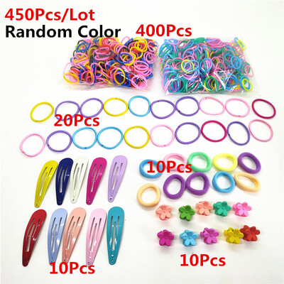 1 комплект/партида Аксесоари за коса за момичета Обикновена фиби за глава Подарък Шнола за коса с цветя Еластична гумена лента за еднократна употреба Мини шапка с нокти