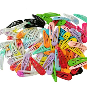 50 τεμ. Snap Hair Clips Candy Color Glossy 2 Inches No Slip Μεταλλικές καρφίτσες μαλλιών Κλιπ Barrettes Αξεσουάρ για κοριτσάκια νήπια