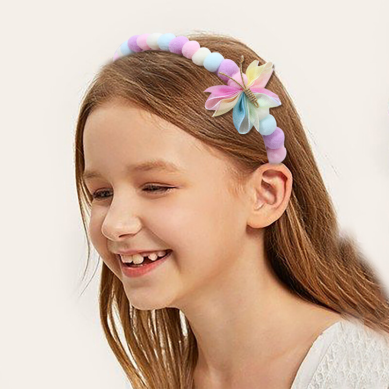 ncmama Roztomilé motýlie vlasové pásky pre dievčatká Dúhová čipka Čelenka princezná Detská čelenka Hiar Hoop Detské vlasové doplnky