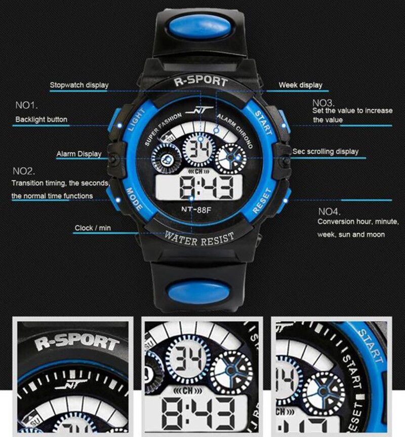2023 Nové detské multifunkčné inteligentné hodinky, vodotesné pánske chlapčenské digitálne LED quartzové budíky s dátumom a športové náramkové hodinky Relojes