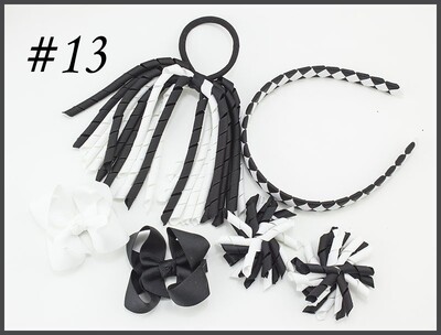 Szövés fejpántok Hajkarika masnik kapcsok Korker lófarok szalagos szett Hajpánt Corker göndör szalag csoport lány gyermek kiegészítők