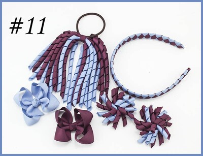 Szövés fejpántok Hajkarika masnik kapcsok Korker lófarok szalagos szett Hajpánt Corker göndör szalag csoport lány gyermek kiegészítők