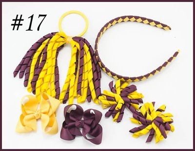 Szövés fejpántok Hajkarika masnik kapcsok Korker lófarok szalagos szett Hajpánt Corker göndör szalag csoport lány gyermek kiegészítők