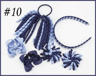 Szövés fejpántok Hajkarika masnik kapcsok Korker lófarok szalagos szett Hajpánt Corker göndör szalag csoport lány gyermek kiegészítők