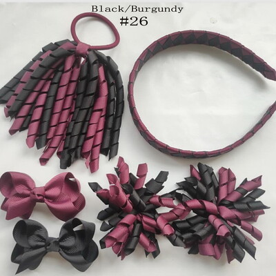 Szövés fejpántok Hajkarika masnik kapcsok Korker lófarok szalagos szett Hajpánt Corker göndör szalag csoport lány gyermek kiegészítők