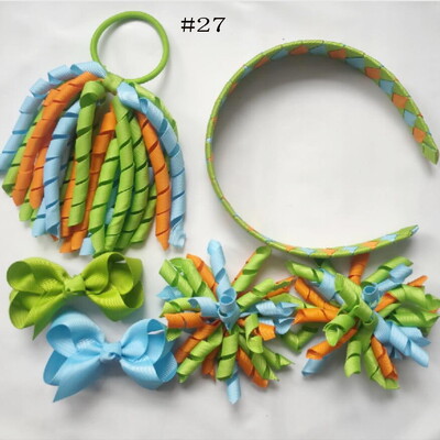 Szövés fejpántok Hajkarika masnik kapcsok Korker lófarok szalagos szett Hajpánt Corker göndör szalag csoport lány gyermek kiegészítők