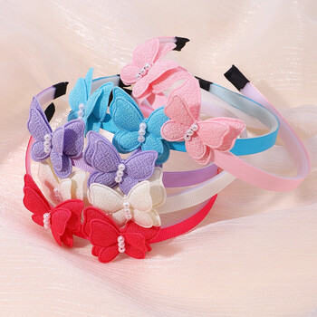 1PC Exquisite Butterfly Hairband Simulated Pearl Παιδική στεφάνι μαλλιών Καθημερινό δέσιμο μαλλιών Lovely girl αξεσουάρ Δώρο Χονδρική