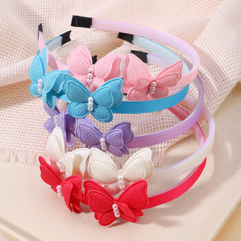 1PC Exquisite Butterfly Hairband Simulated Pearl Παιδική στεφάνι μαλλιών Καθημερινό δέσιμο μαλλιών Lovely girl αξεσουάρ Δώρο Χονδρική