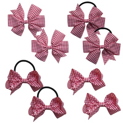 Arc de păr în carouri dulci Benzi elastice pentru păr Set de agrafe de aligator Panglică de vichy Rotiță pentru fete Copii Copii 8 buc/lot