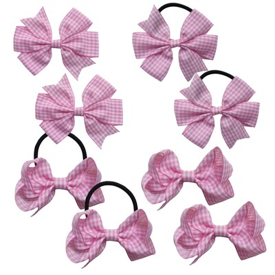 Arc de păr în carouri dulci Benzi elastice pentru păr Set de agrafe de aligator Panglică de vichy Rotiță pentru fete Copii Copii 8 buc/lot