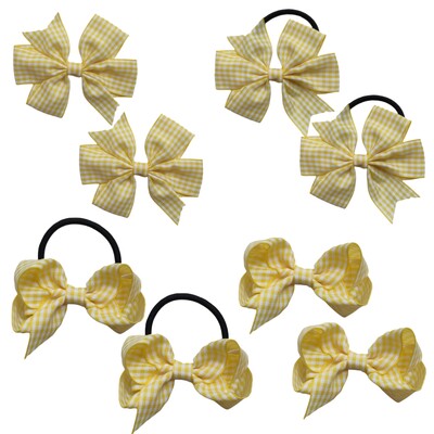 Arc de păr în carouri dulci Benzi elastice pentru păr Set de agrafe de aligator Panglică de vichy Rotiță pentru fete Copii Copii 8 buc/lot